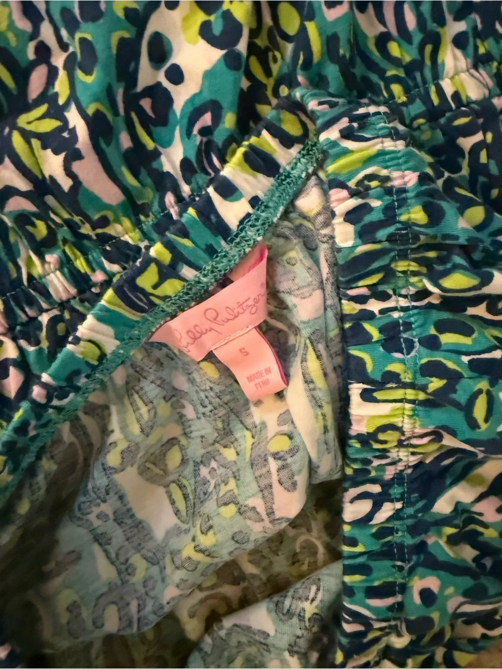 Lilly Pulitzer Teal, Navy & Lime Printed Strapless Dress - Picture 3 of 4